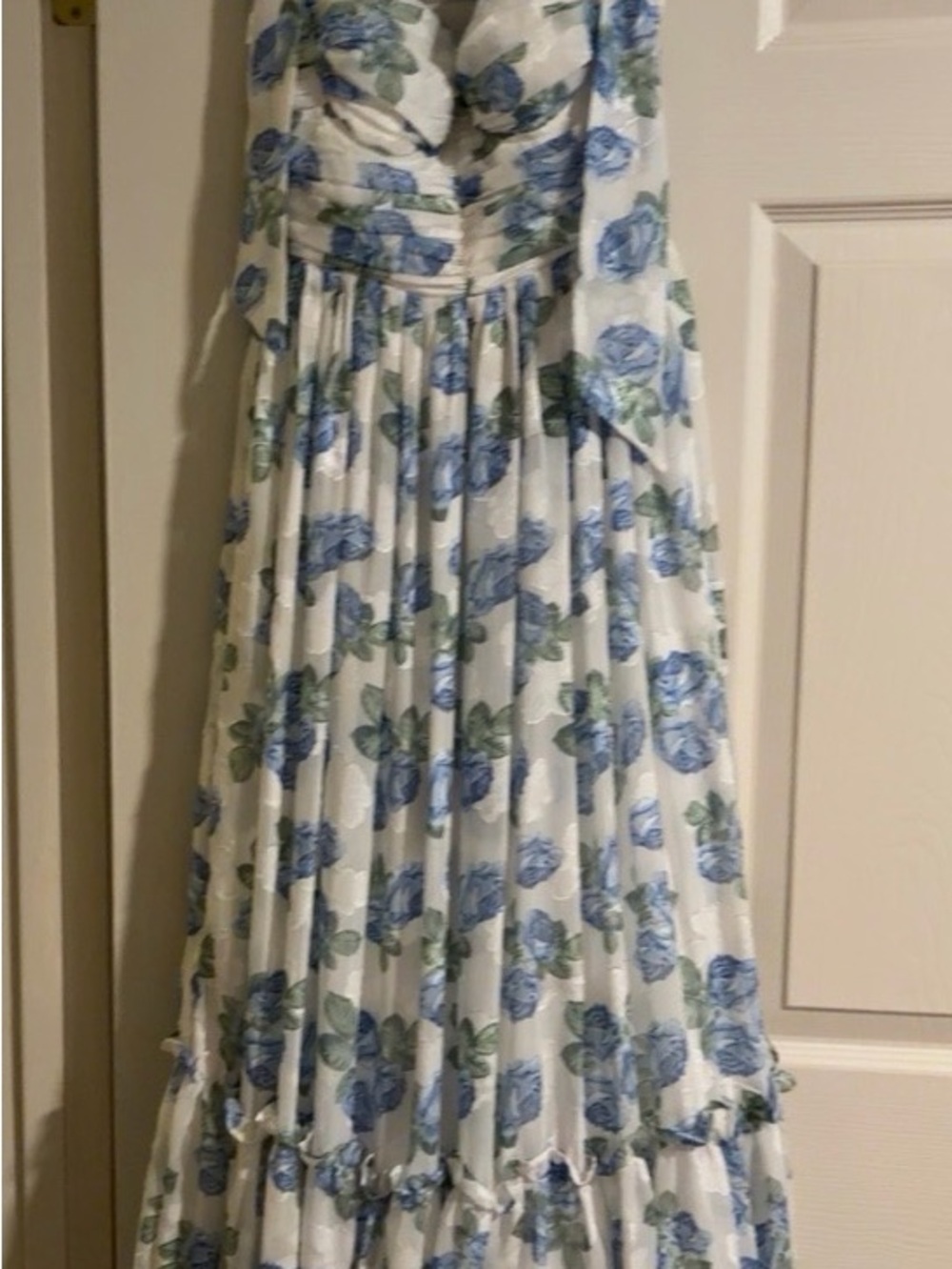 NWT Altar’d State Blue Rose Floral Maxi Dress Tie Straps